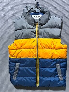 Sonoma Gray Yellow Blue Colorblock Puffer Vest for Kids